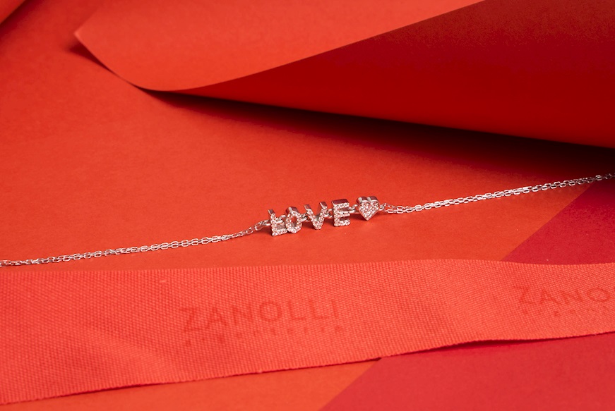 Bracciale argento love e cuore con zirconi bianchi Selezione Zanolli