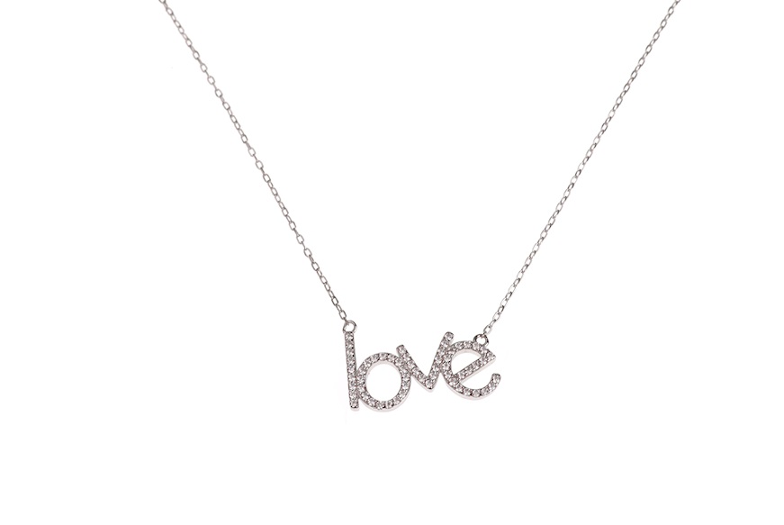 Collana argento love centrale con zirconi Selezione Zanolli