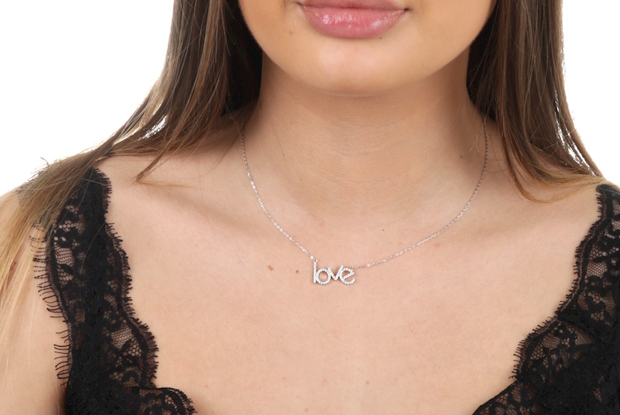 Collana argento love centrale con zirconi Selezione Zanolli