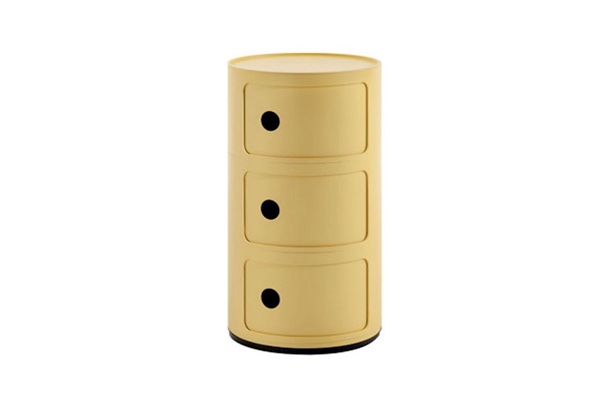 Cassettiera Componibile Bio a tre elementi colore giallo Kartell