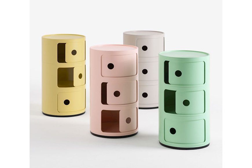 Cassettiera Componibile Bio a tre elementi colore panna Kartell