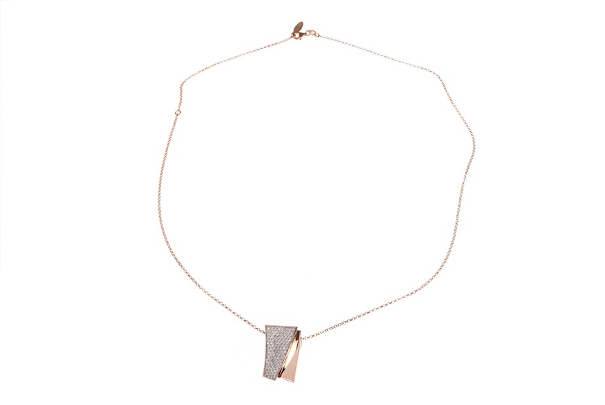 Necklace silver smooth rectangle with zircons Mediterraneo Gioielli