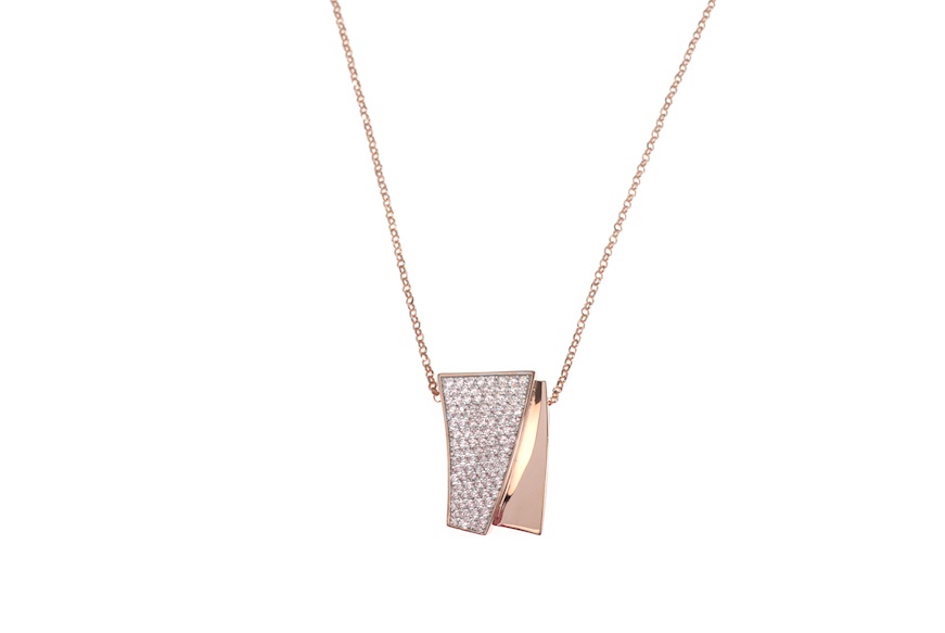 Necklace silver smooth rectangle with zircons Mediterraneo Gioielli
