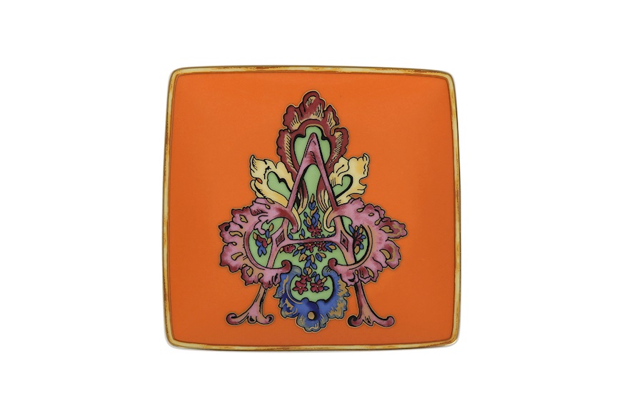 Piattino Holiday Alphabet porcellana lettera A Versace