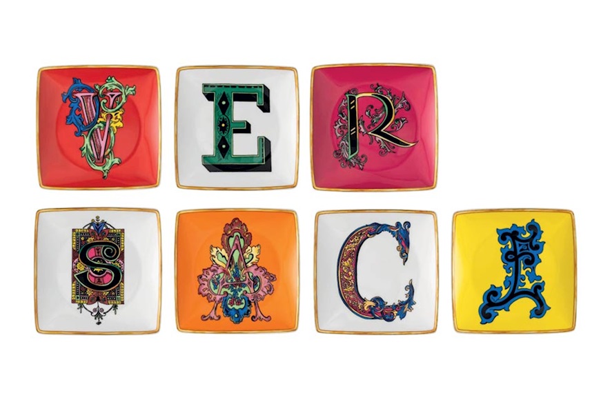 Piattino Holiday Alphabet porcellana lettera B Versace