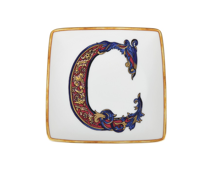 Piattino Alphabet porcellana lettera C Versace