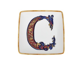 Piattino Alphabet porcellana lettera C Versace