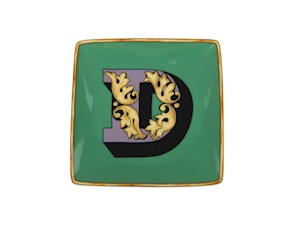 Piattino Alphabet porcellana lettera D Versace