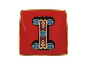 Piattino Alphabet porcellana lettera I Versace