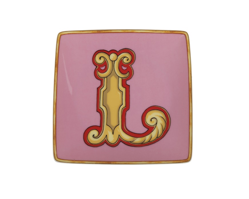 Piattino Alphabet porcellana lettera L Versace