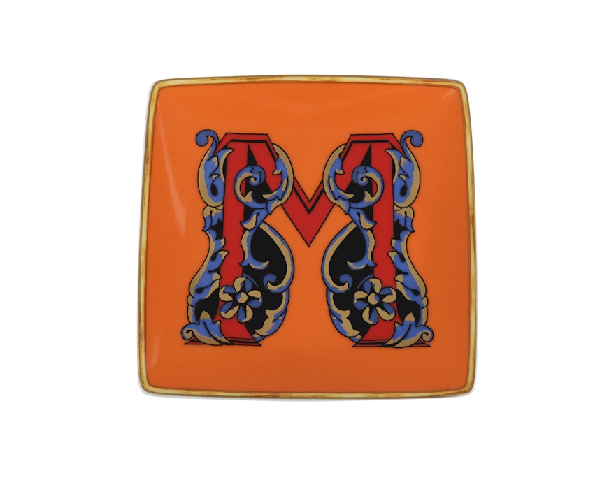 Piattino Alphabet porcellana lettera M Versace