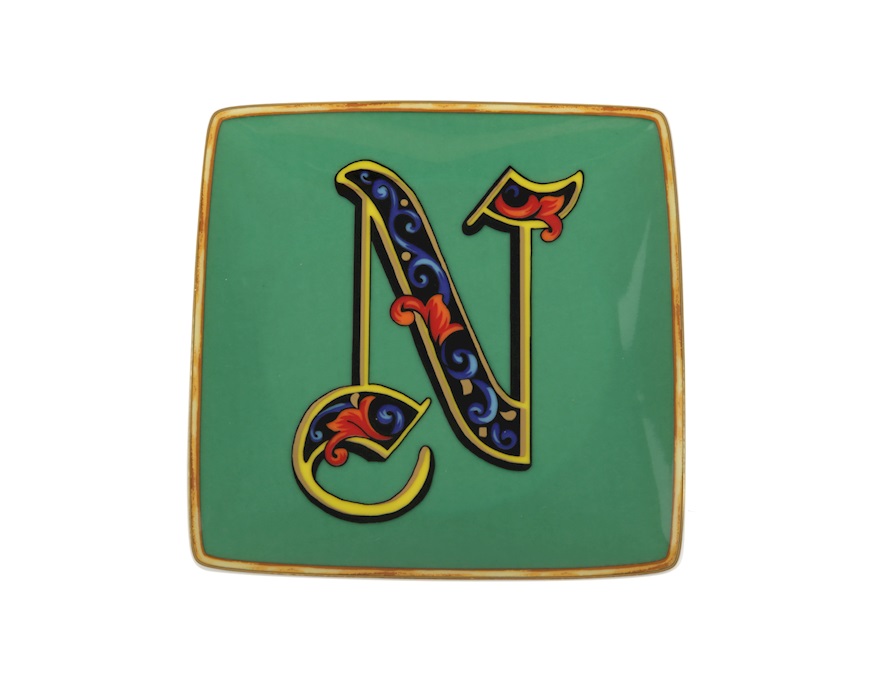 Plate Alphabet porcelain letter N Versace