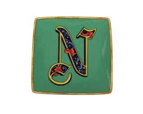Plate Alphabet porcelain letter N Versace