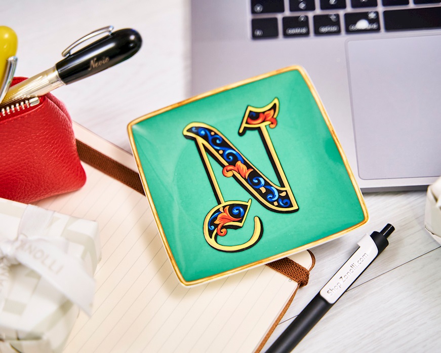Plate Alphabet porcelain letter N Versace