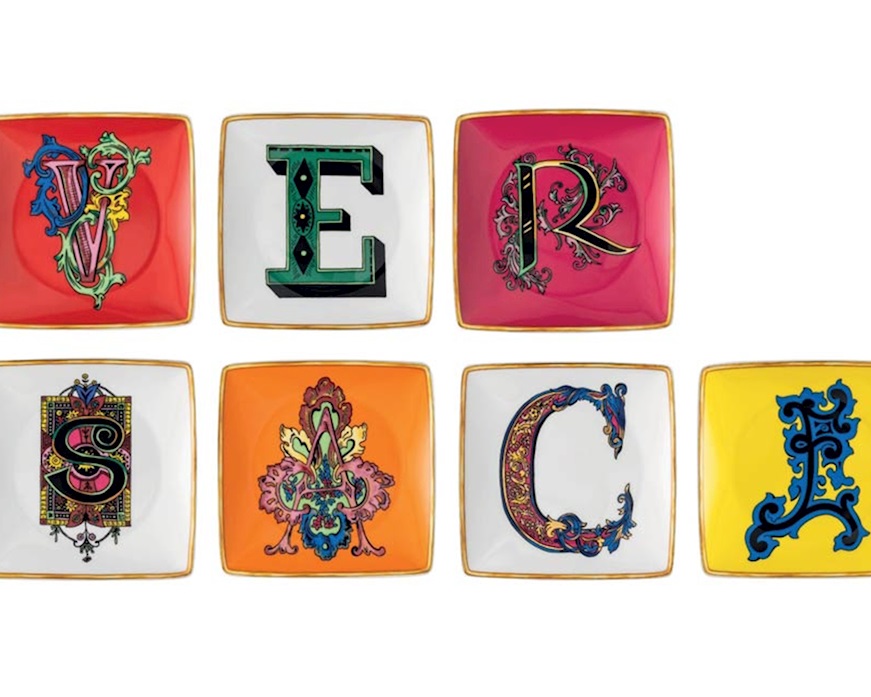 Piattino Alphabet porcellana lettera O Versace