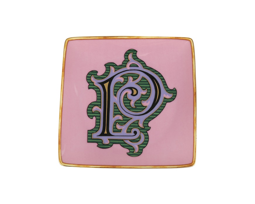 Piattino Alphabet porcellana lettera P Versace