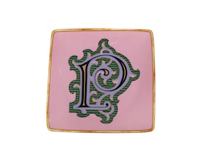 Piattino Alphabet porcellana lettera P Versace