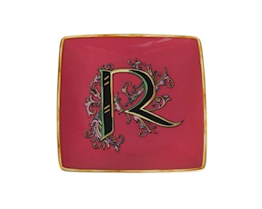 Piattino Alphabet porcellana lettera R Versace