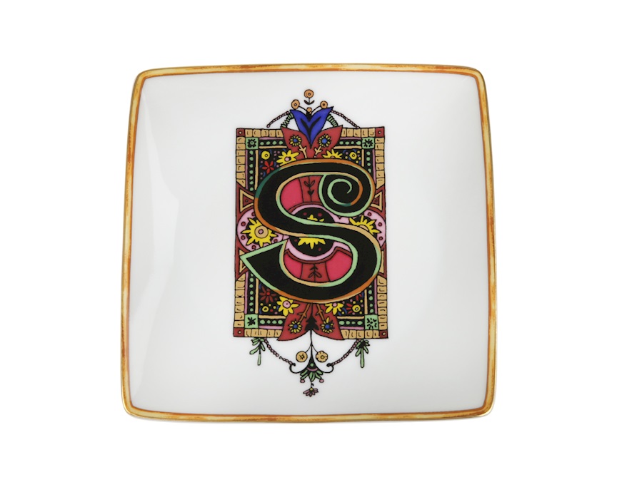 Piattino Alphabet porcellana lettera S Versace
