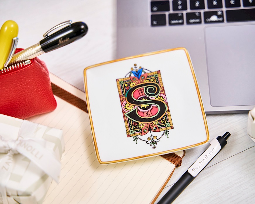 Piattino Alphabet porcellana lettera S Versace