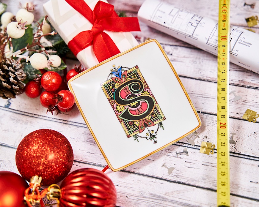 Piattino Alphabet porcellana lettera S Versace