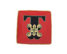 Piattino Alphabet porcellana lettera T Versace