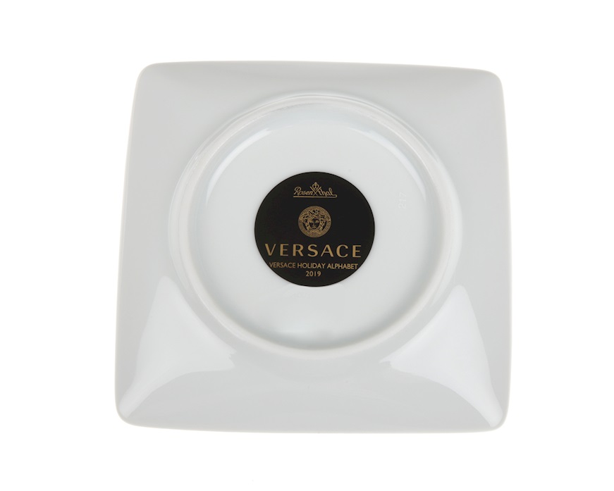 Piattino Alphabet porcellana lettera T Versace