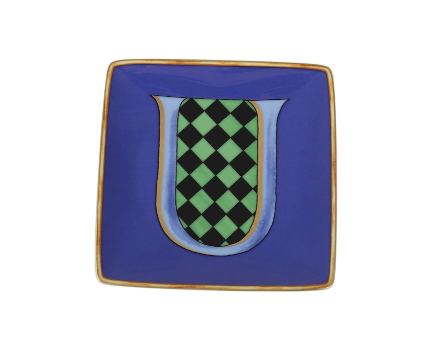Plate Alphabet porcelain letter U Versace