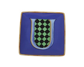 Plate Alphabet porcelain letter U Versace
