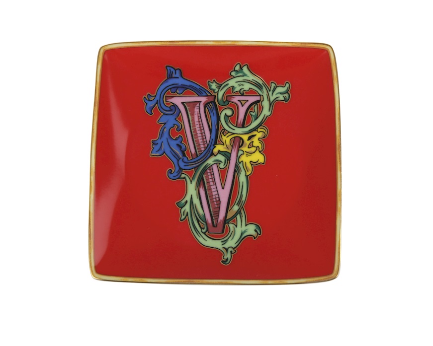 Plate Alphabet porcelain letter V Versace