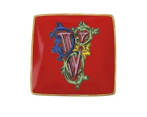 Plate Alphabet porcelain letter V Versace