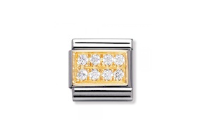 Bianco Composable acciaio e oro con pavè di zirconi Nomination