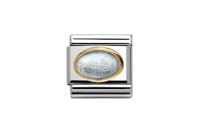 Cristallo di Rocca Composable acciaio e oro con foglia argentata Nomination