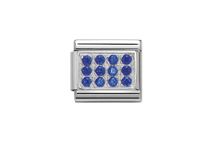 Blue Composable steel silver and cubic zirconia pavè Nomination