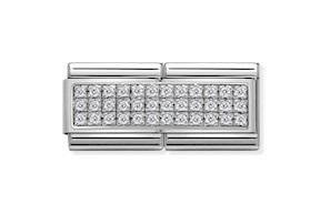 Bianco Composable acciaio argento e zirconi