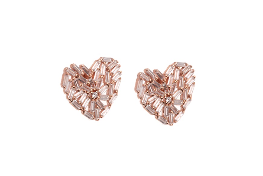 Earrings silver heart of zircons Selezione Zanolli