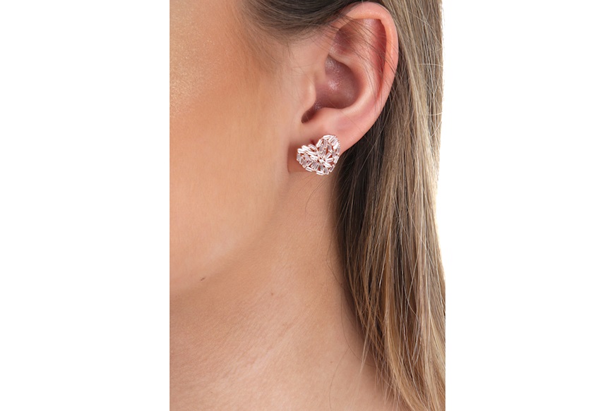 Earrings silver heart of zircons Selezione Zanolli