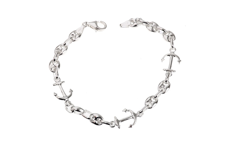 Bracelet silver marine and anchors knit Selezione Zanolli