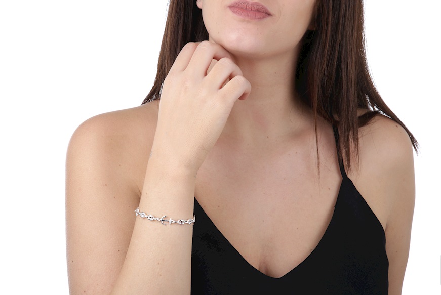 Bracciale argento a maglia marina e ancore Selezione Zanolli