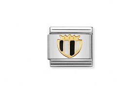 Scudetto Nero Bianco Composable acciaio oro e smalto