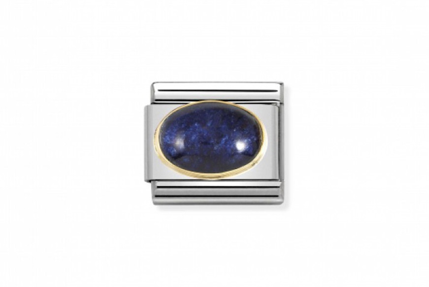 Cristallo di Rocca Composable acciaio e oro con foglia blu Nomination