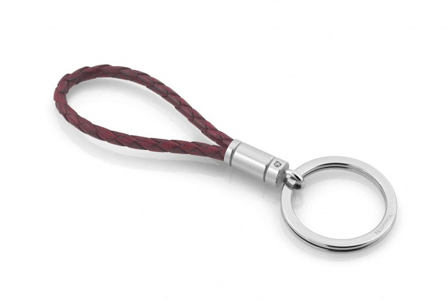 Keychain Tribe steel red leather and zircon Nomination