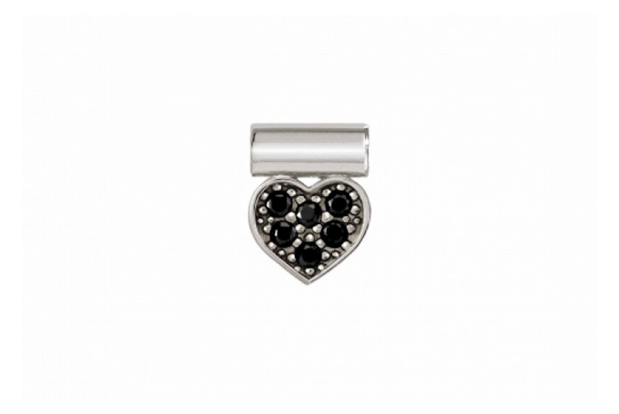 Charm SeiMia silver black heart and stones Nomination
