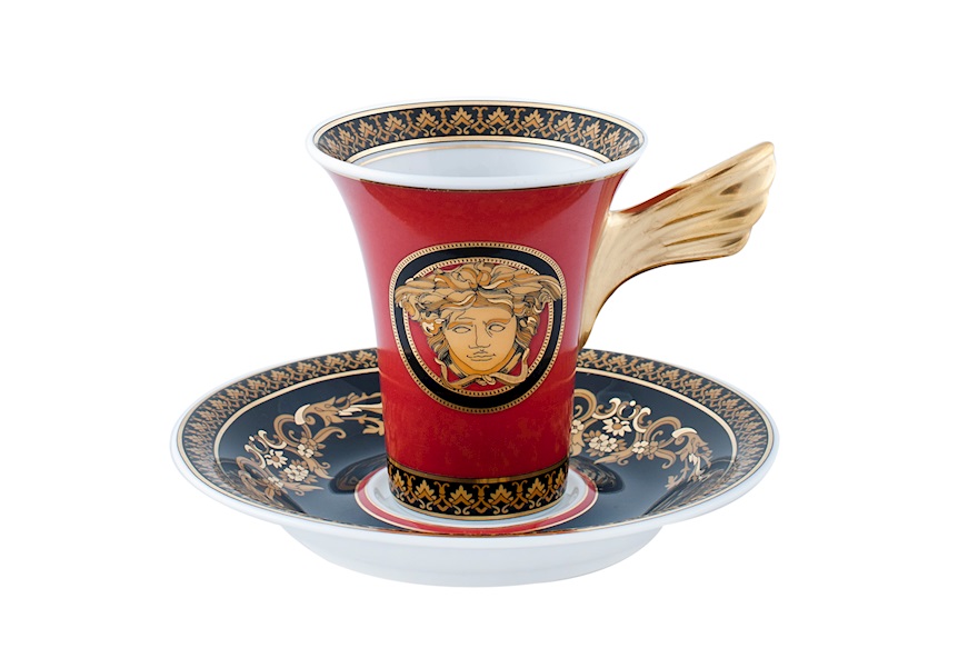 Espresso cups set Medusa porcelain with saucer 6 pieces Versace
