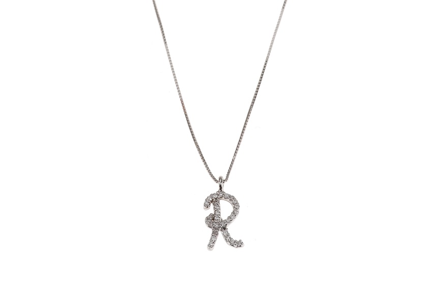 Necklace gold 750‰ R letter pendant with diamonds Selezione Zanolli