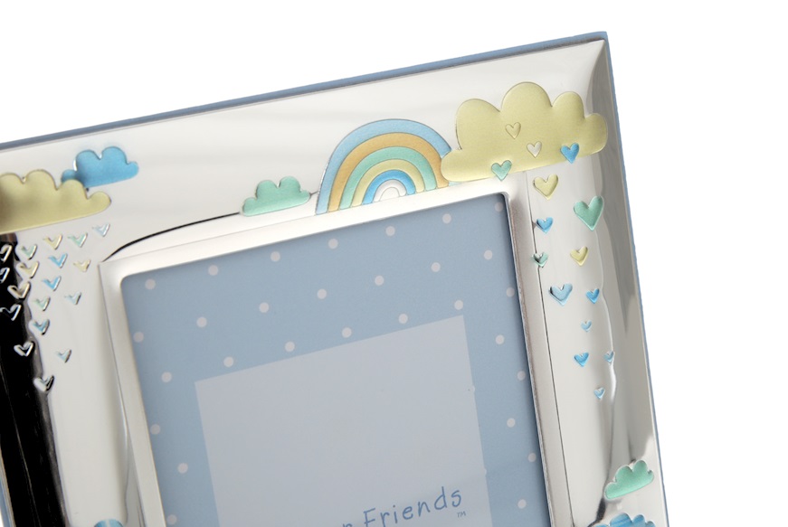 Picture frame Forever Friends pvd Silver teddy bear and clouds for boy Selezione Zanolli