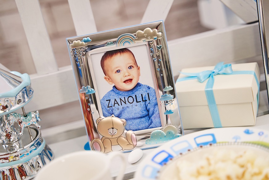 Picture frame Forever Friends pvd Silver teddy bear and clouds for boy Selezione Zanolli
