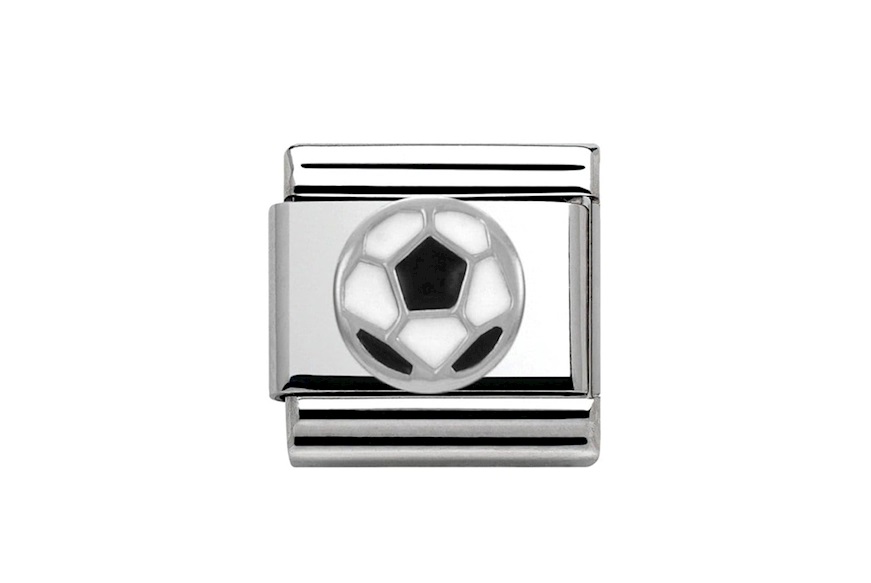 Black and White Football Composable steel silver and enamel Nomination
