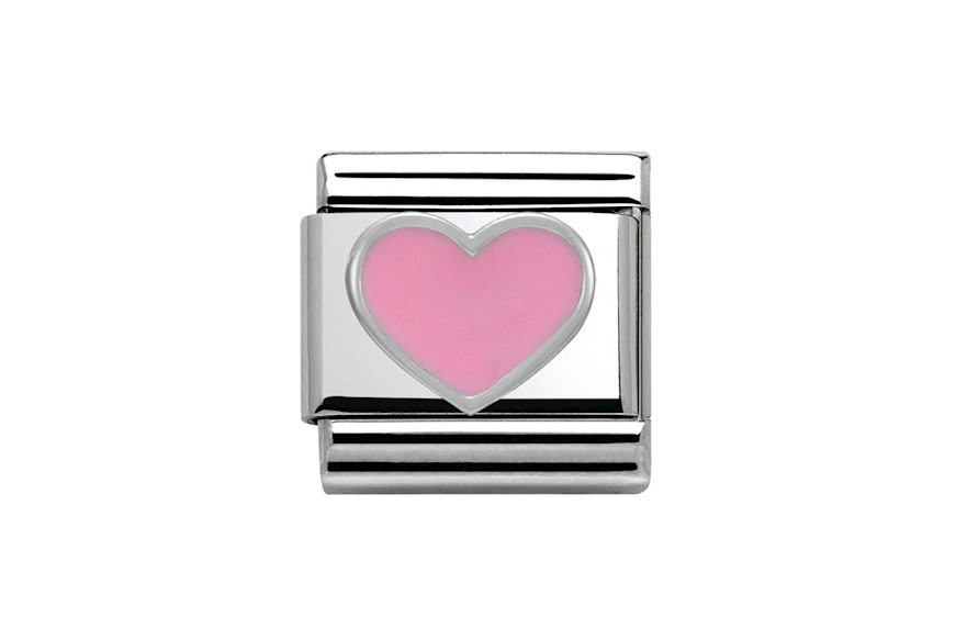 Pink Heart Composable steel silver and enamel Nomination