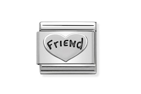 Cuore Friend Composable acciaio e argento Nomination